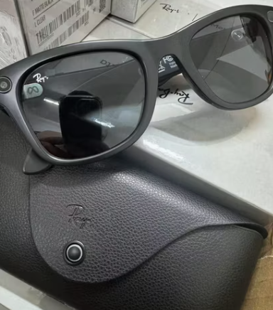 Gafas inteligentes con cristal de sol y estuche gris
